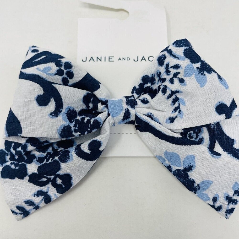 Janie and Jack Youth Girls One Size Floral Print Barrette Hair Clip in Blue $14